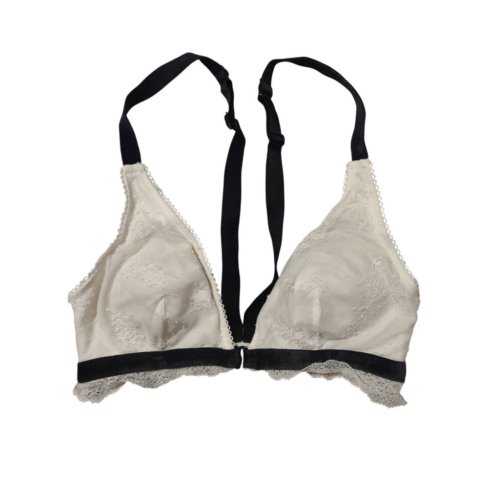 Victoria's Secret Black and White Lace Bralette Small Romantic Coquette‎ Velvet